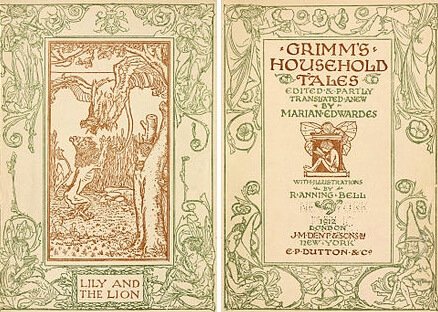 Title page from Grimms Household Tales, Marian Edwardes translation 1912