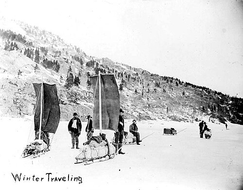Klondikers hauling supplies during the Klondike Gold Rush
