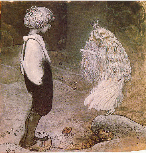 An illustration for the story The Fairy Changeling by the author Dora Sigerson Shorter