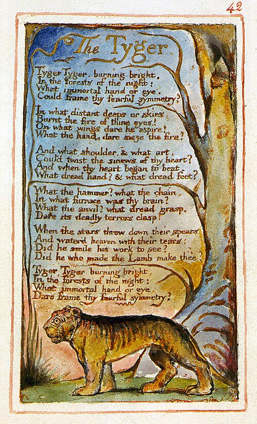 William Blake's original illustration of The Tyger from Songs of Experience