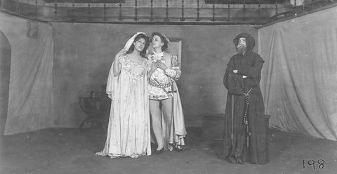 Romeo, Juliet, and Friar Lawrence discussing the potion plan