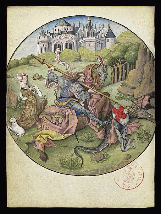 An illustration for St. George and the Dragon