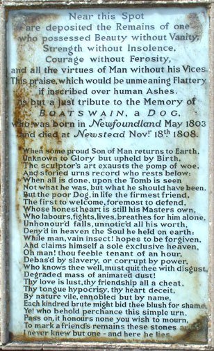 Inscription on the Monument of a Newfoundland Dog by Lord Byron
