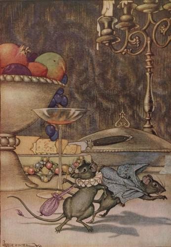 A second illustration for the story THE TOWN MOUSE AND THE COUNTRY MOUSE by the author Aesop